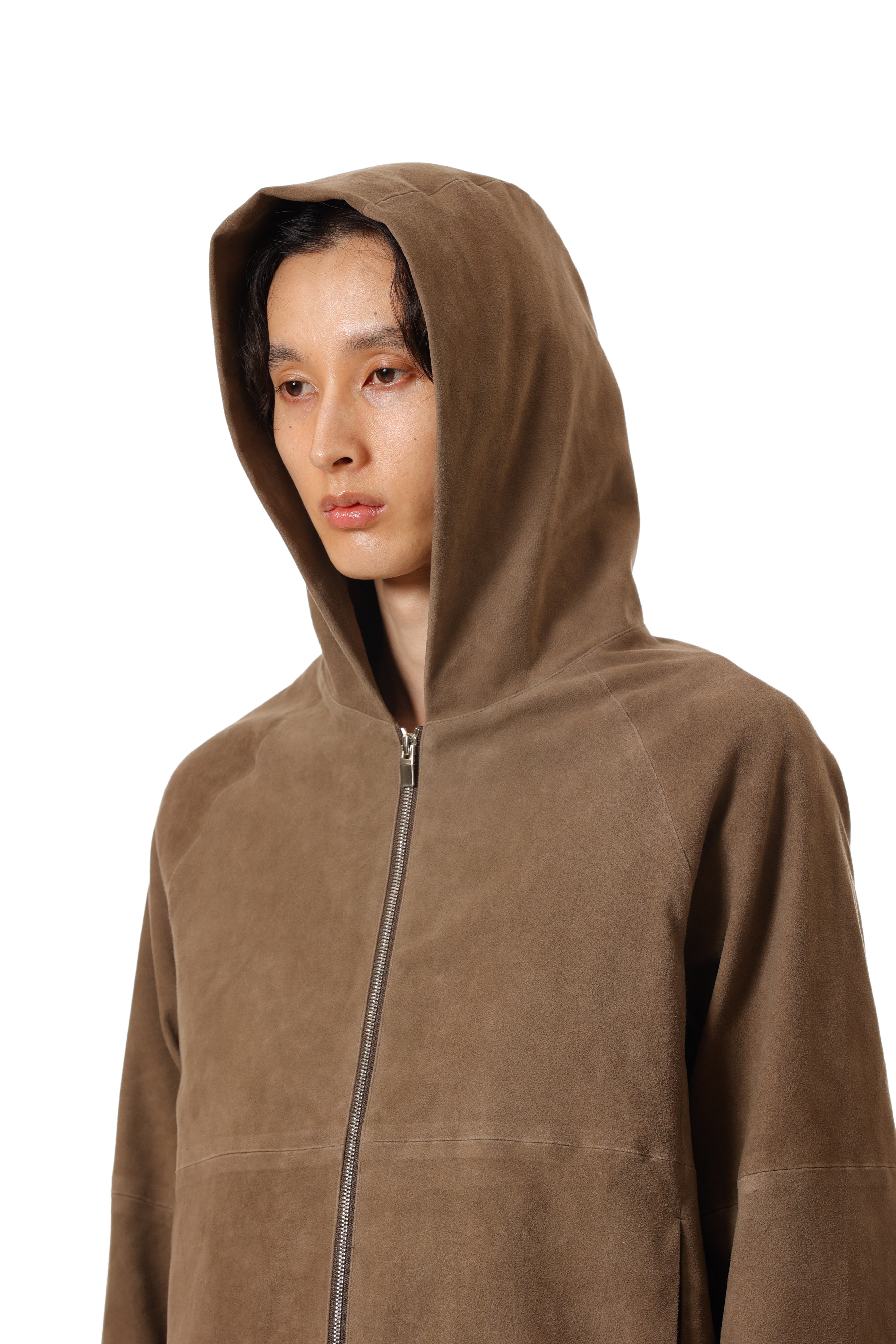 ストレッチシープレザー ジップアップフーディ〔AB52-061〕