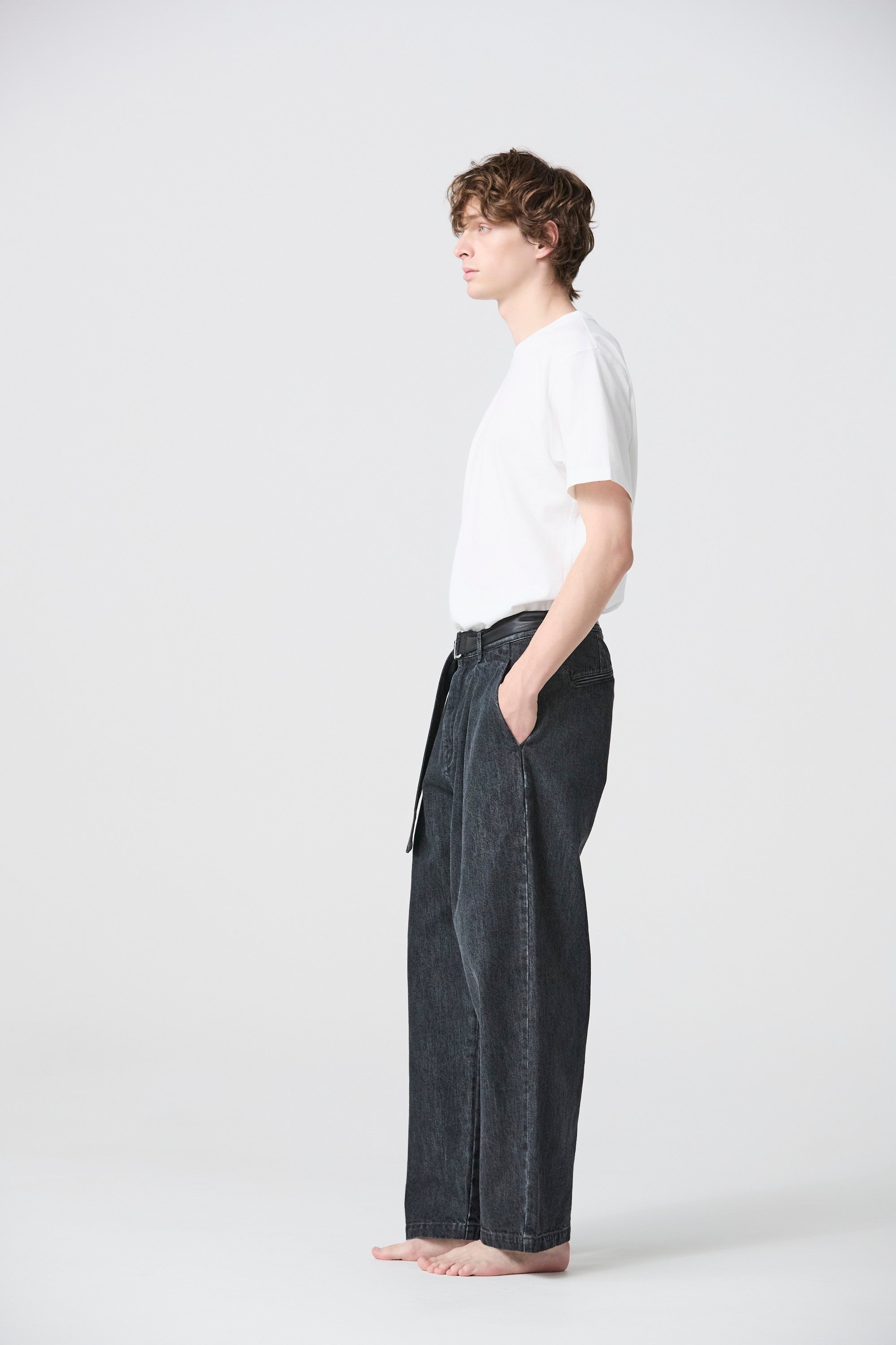 ATTACHMENT × JAPAN DENIM LEATHER BELTED VINTAGE PANTS〔AP61-112〕