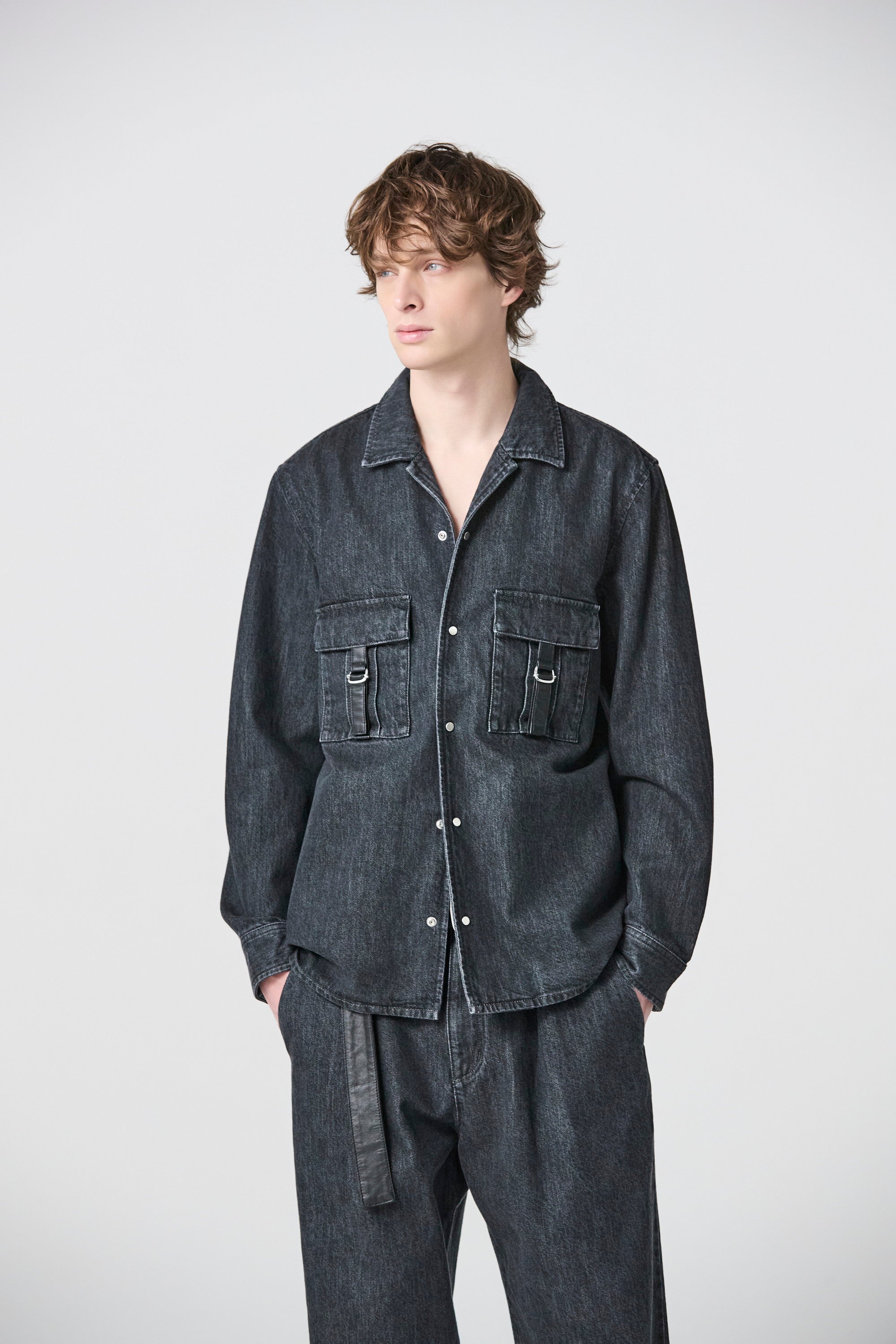 ATTACHMENT × JAPAN DENIM LEATHER STRAP VINTAGE SHIRT JACKET〔AS61-110〕