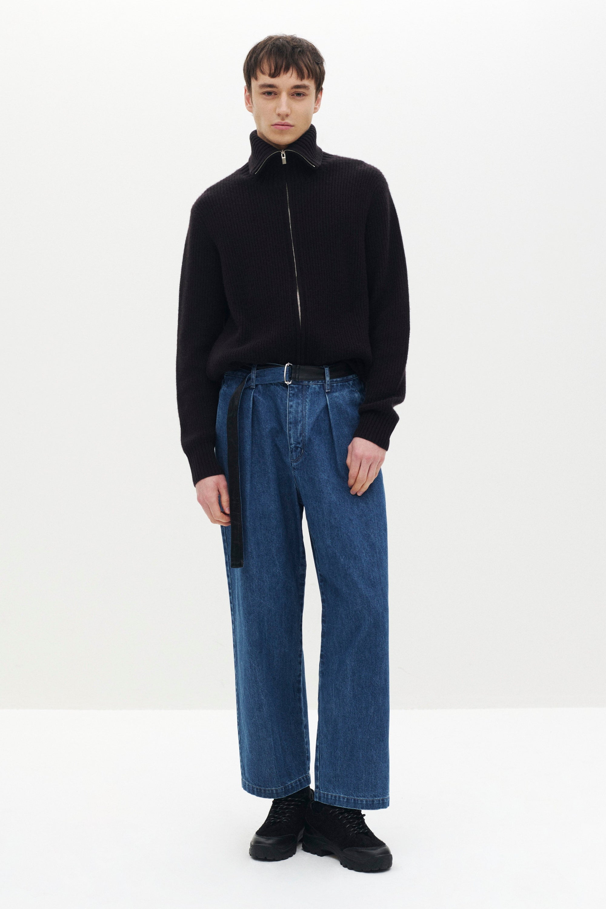 カシミヤリブニットドライバーズカーディガン〔MCKA0242056998〕