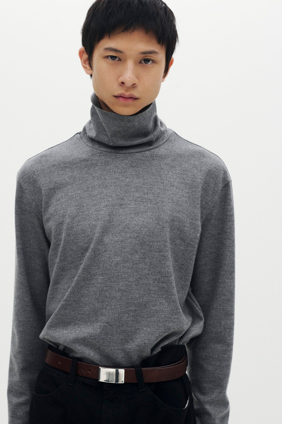 STILL ATTACHMENT ウールジャージーハイネックL/Sカットソー〔MCKA0306086998〕