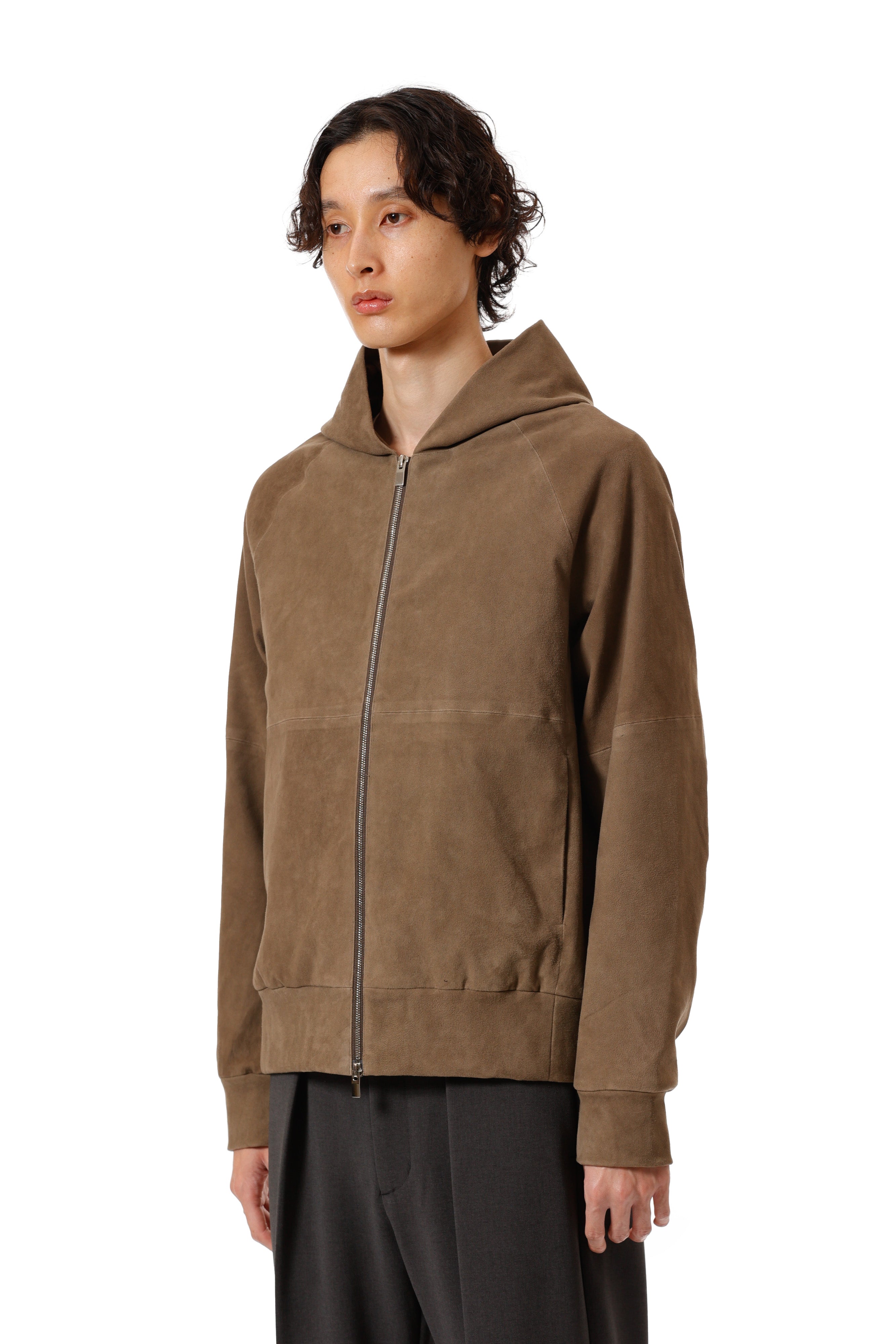ストレッチシープレザー ジップアップフーディ〔AB52-061〕