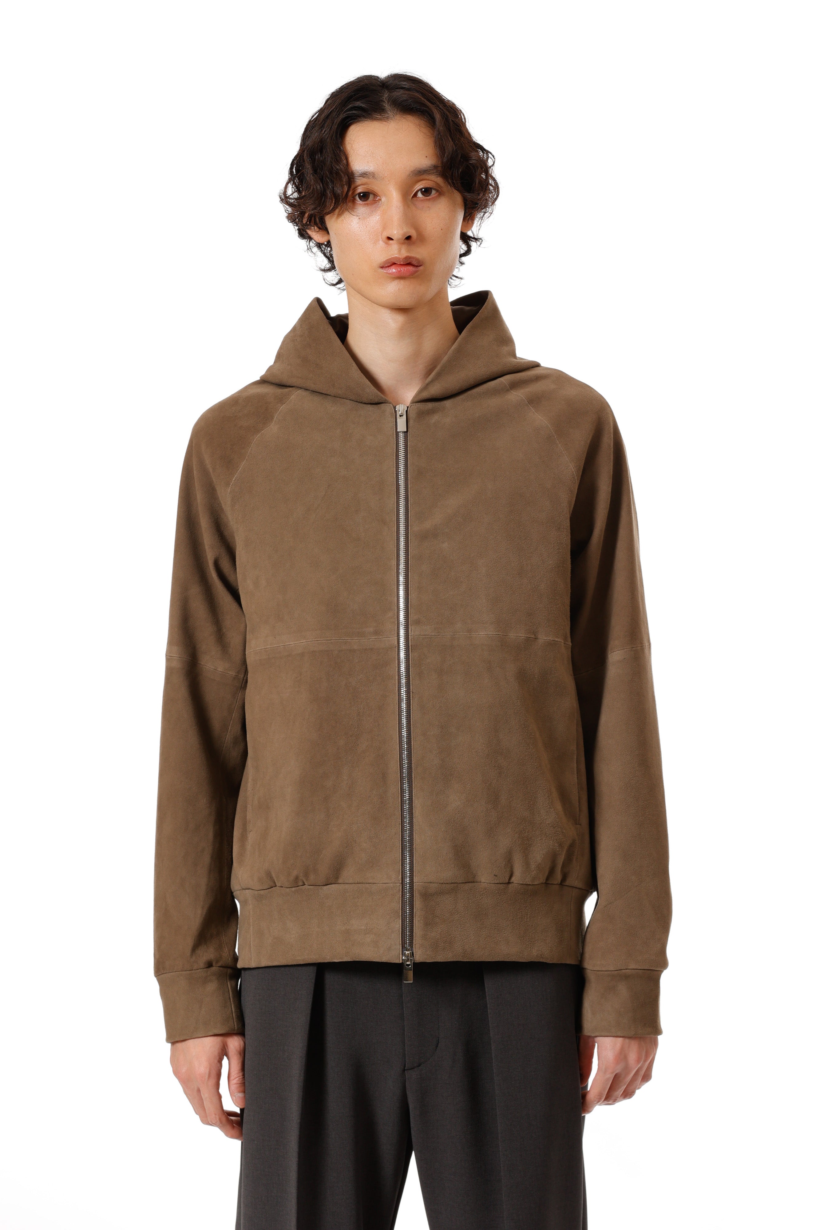 ストレッチシープレザー ジップアップフーディ〔AB52-061〕