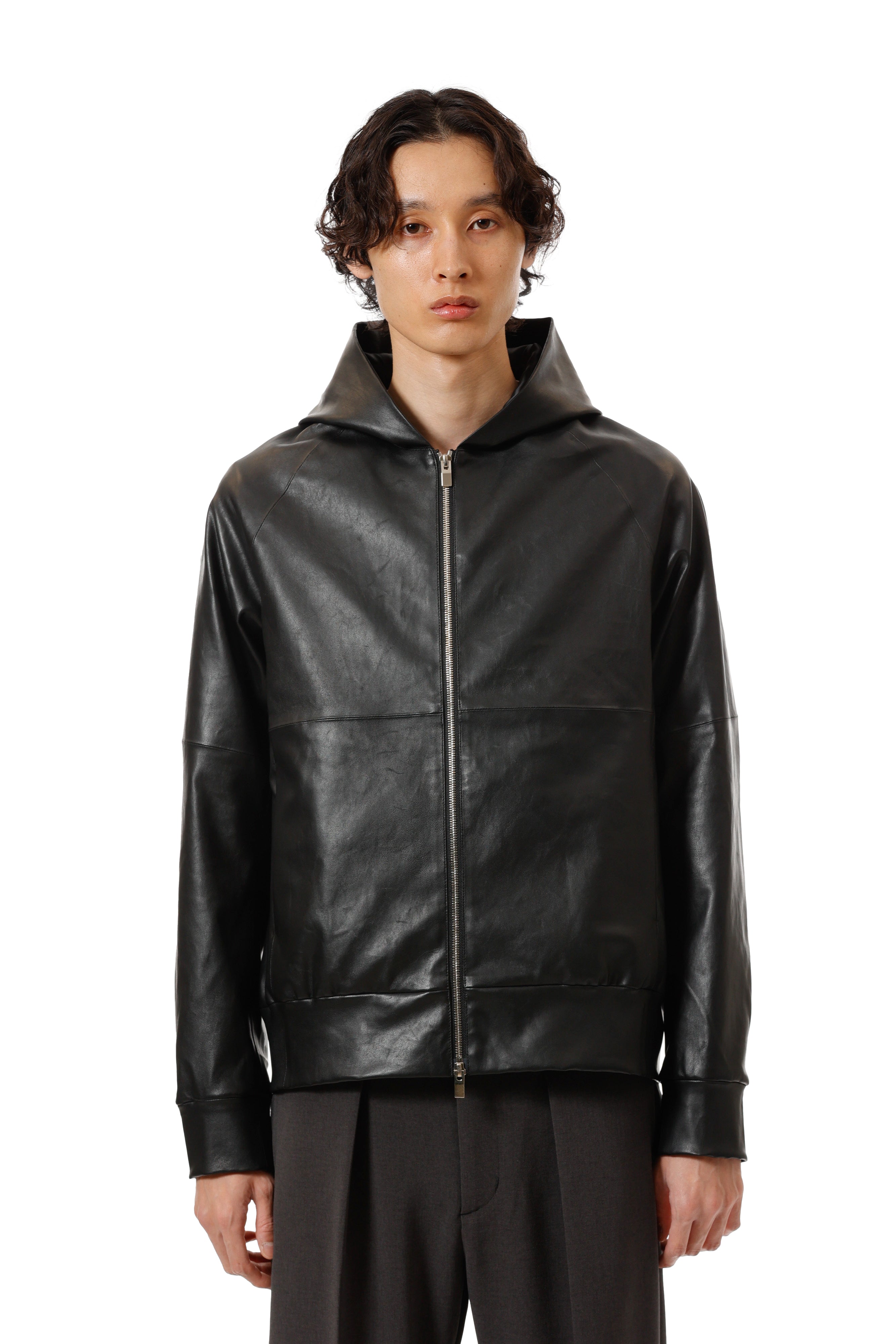 ストレッチシープレザー ジップアップフーディ〔AB52-061〕