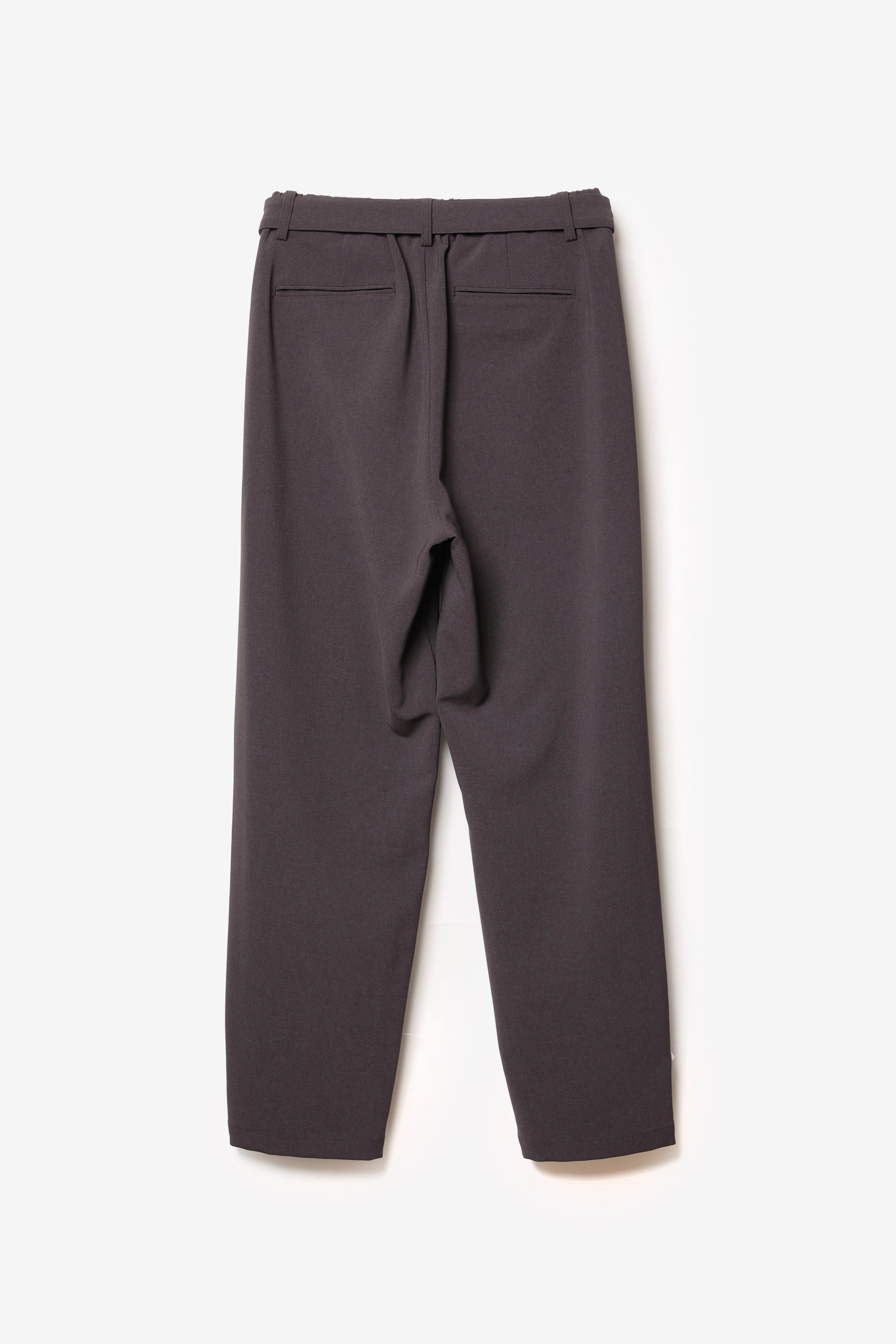 ポリエステルストレッチダブルクロス ベルト付きワイドテーパードパンツ〔AP61-069〕