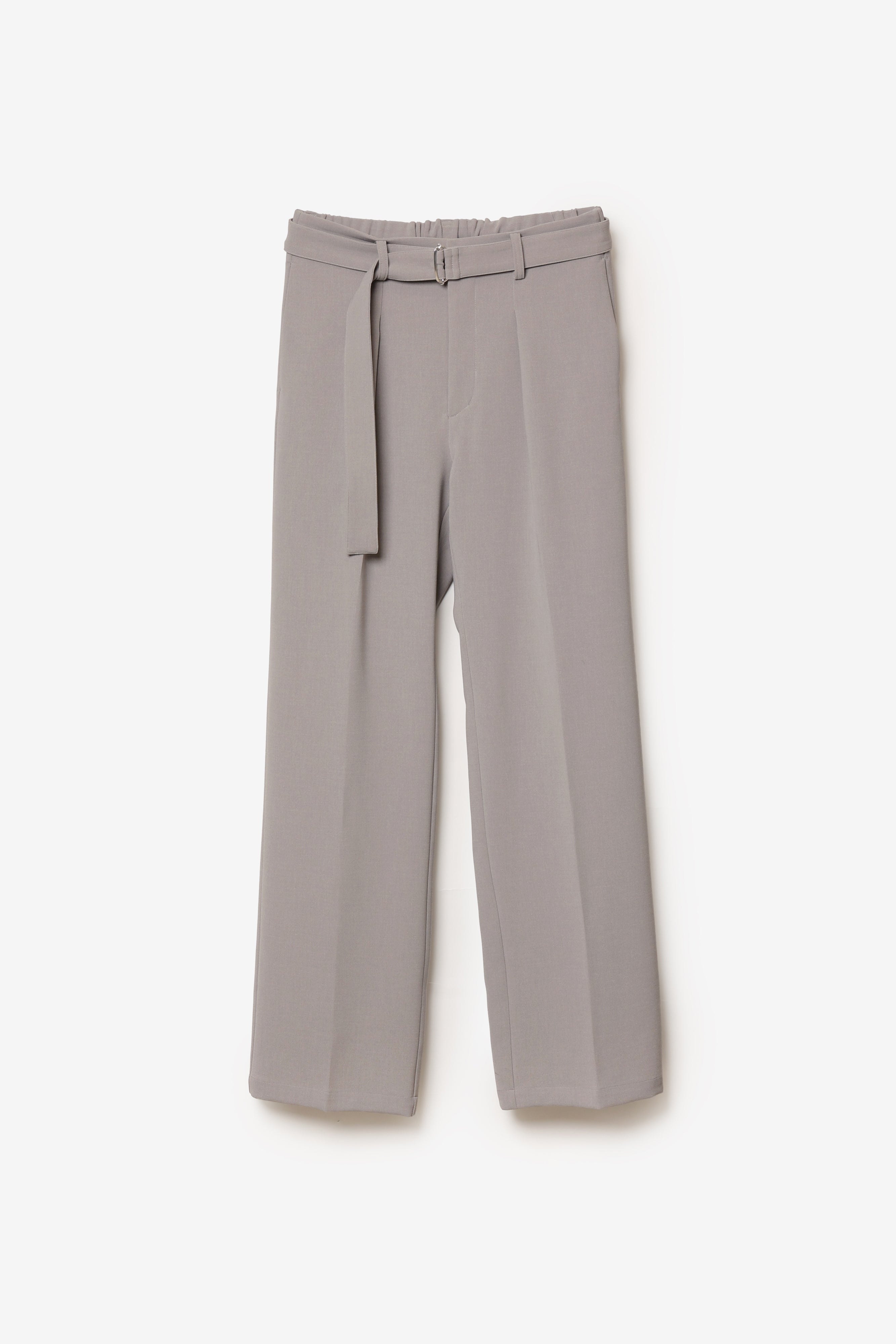 ポリエステルストレッチダブルクロス ベルト付きストレートパンツ〔AP61-079〕