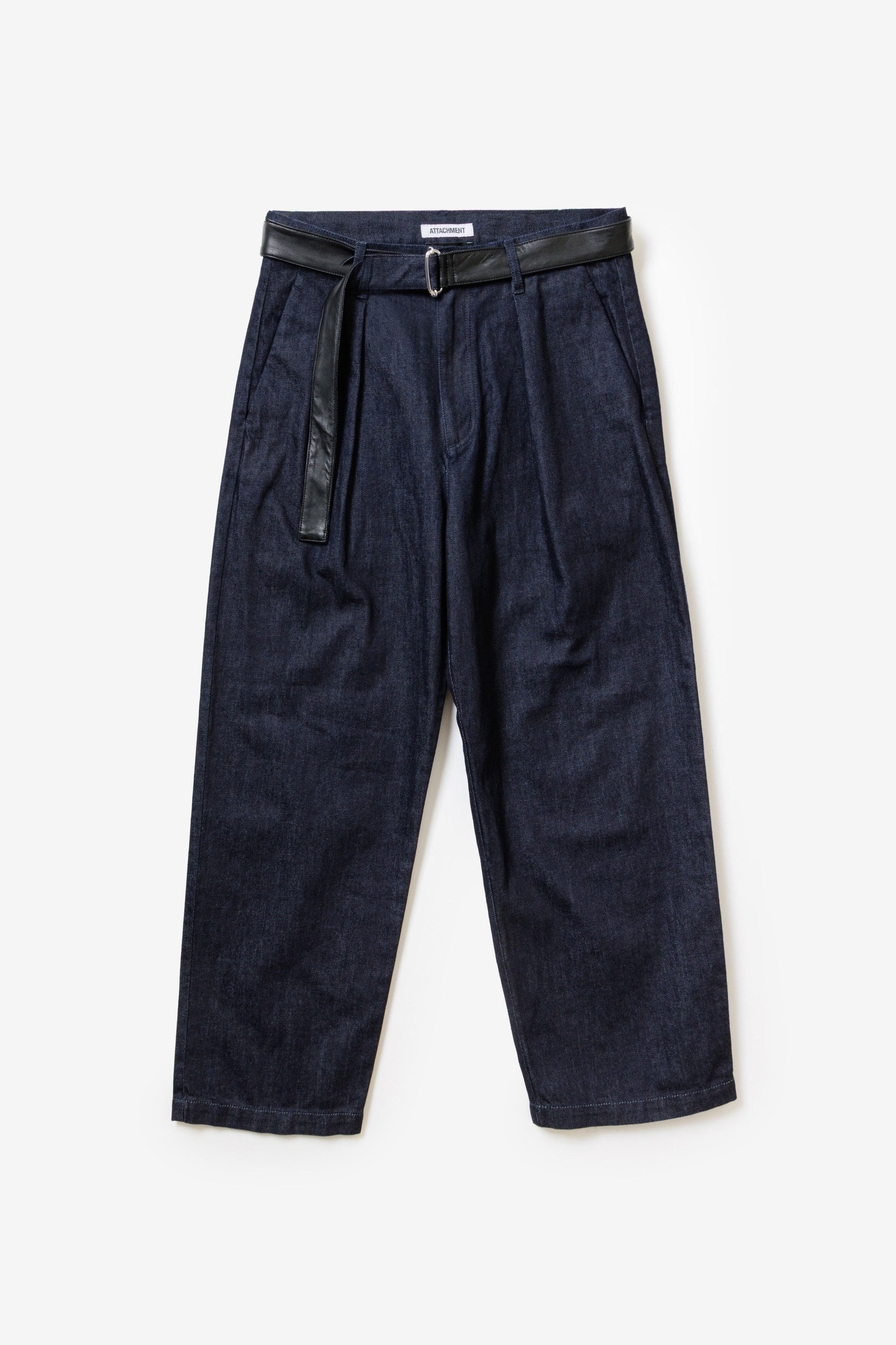 ATTACHMENT × JAPAN DENIM　LEATHER BELTED ONEWASH PANTS〔AP61-111〕