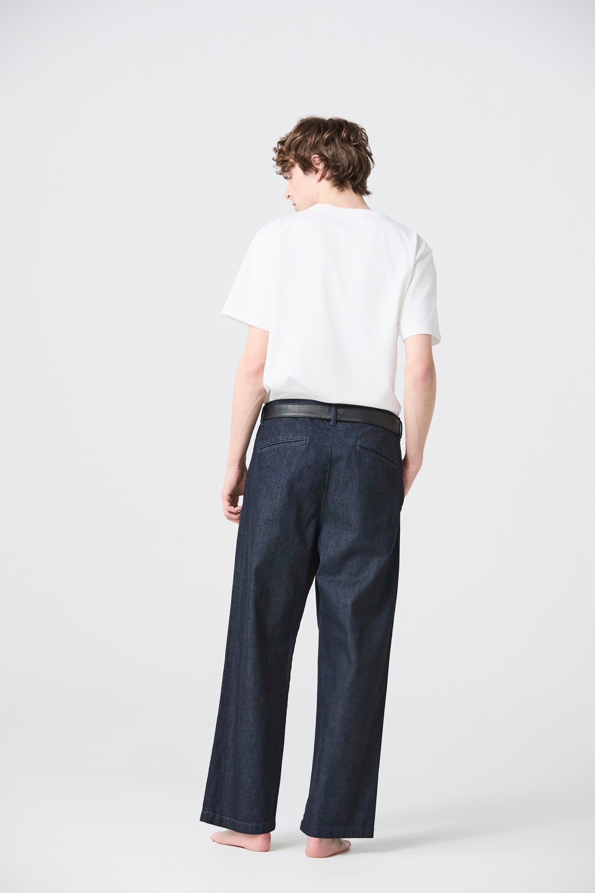 ATTACHMENT × JAPAN DENIM　LEATHER BELTED ONEWASH PANTS〔AP61-111〕