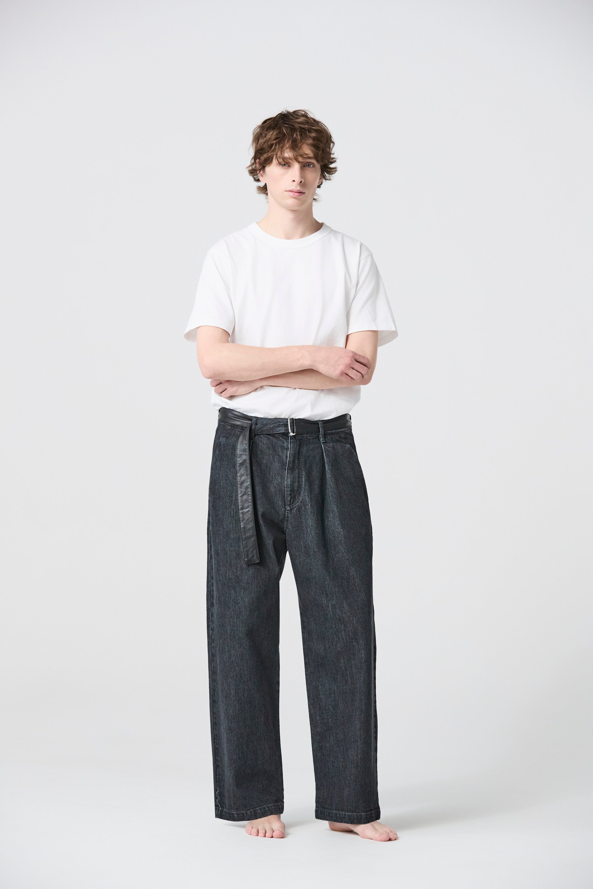 ATTACHMENT × JAPAN DENIM　LEATHER BELTED VINTAGE PANTS〔AP61-112〕