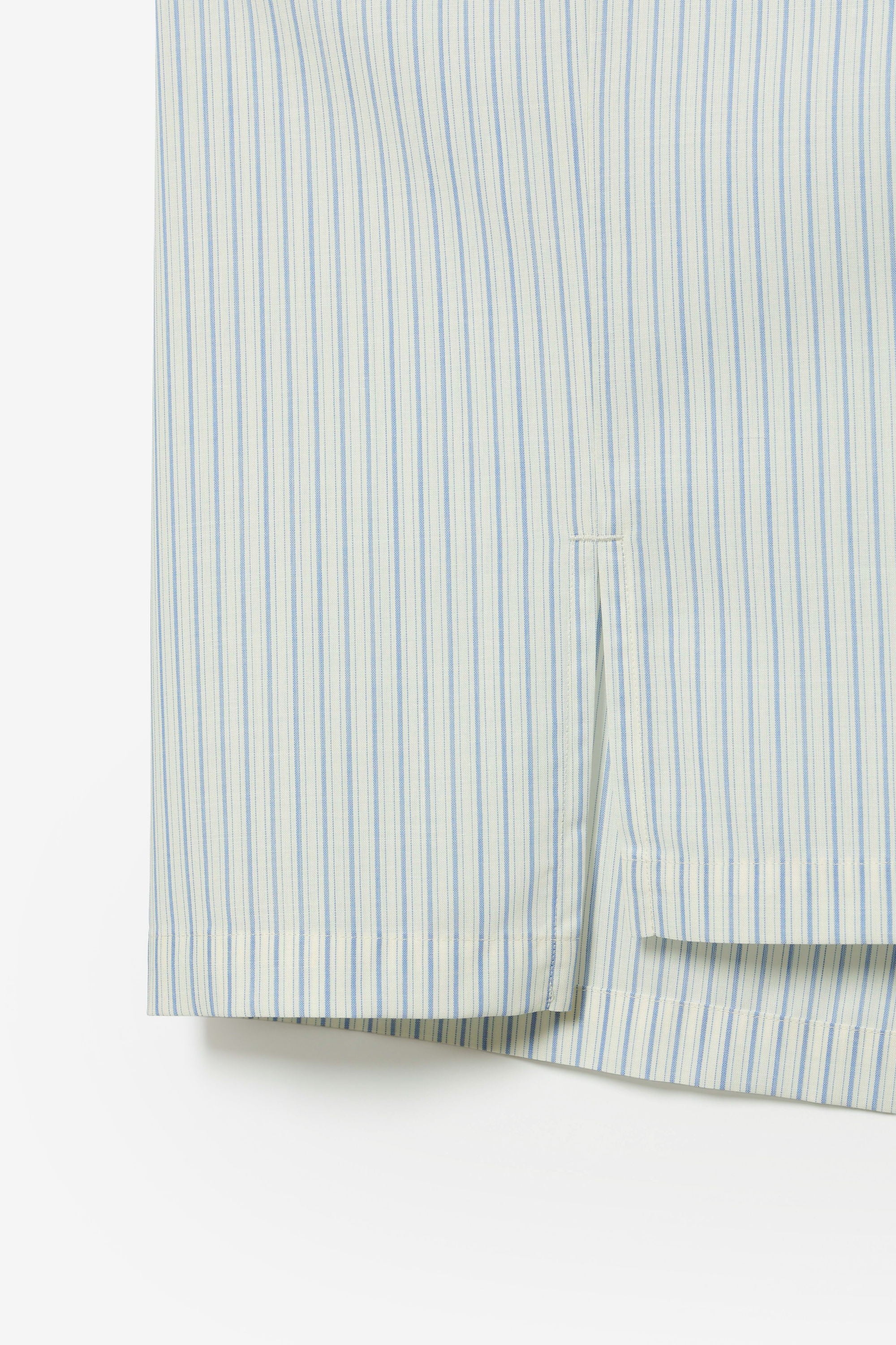 ウール/ポリエステル ストライプ オープンカラーS/S シャツ〔AS61-026〕