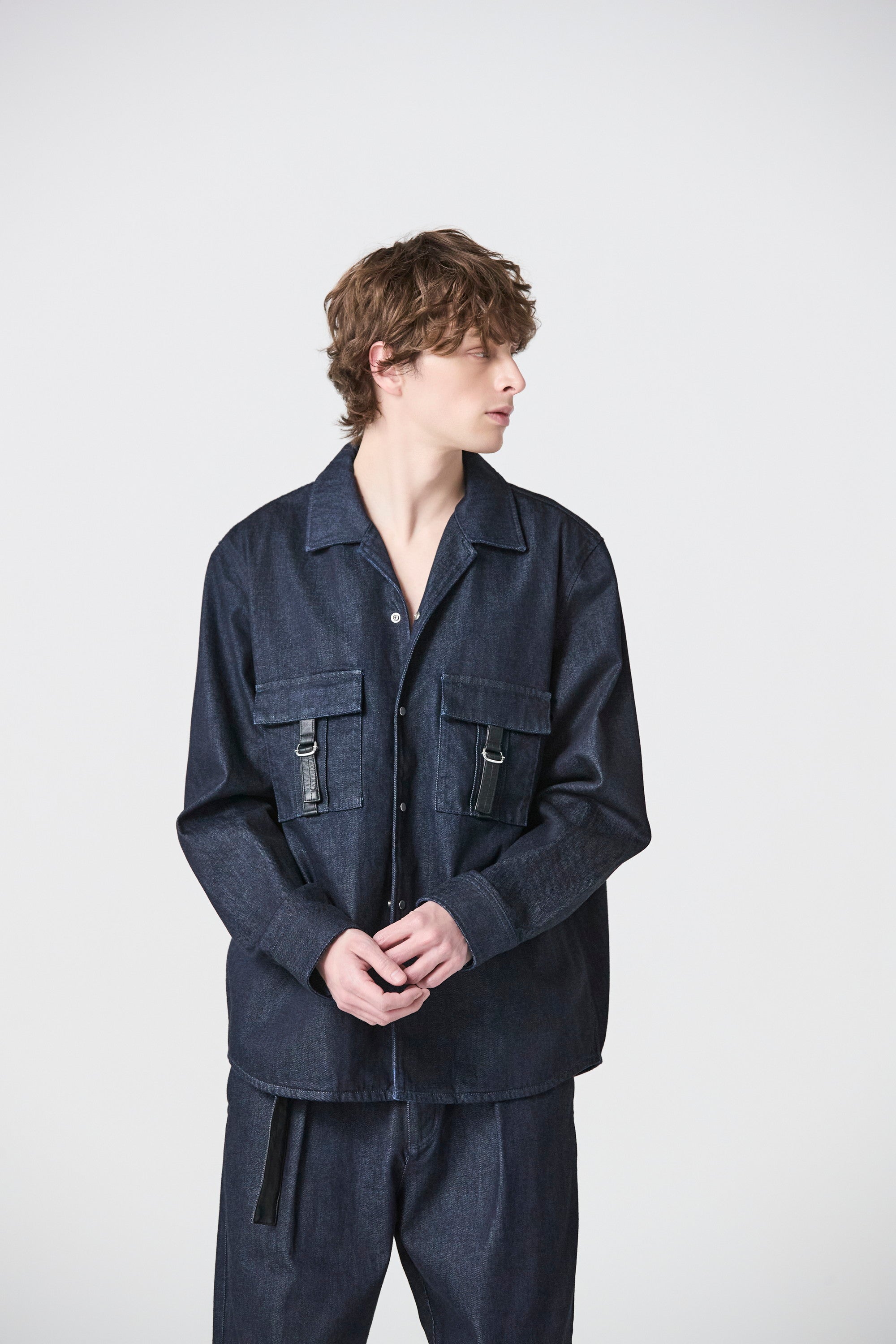 ATTACHMENT × JAPAN DENIM　LEATHER STRAP ONEWASH SHIRT JACKET〔AS61-109〕