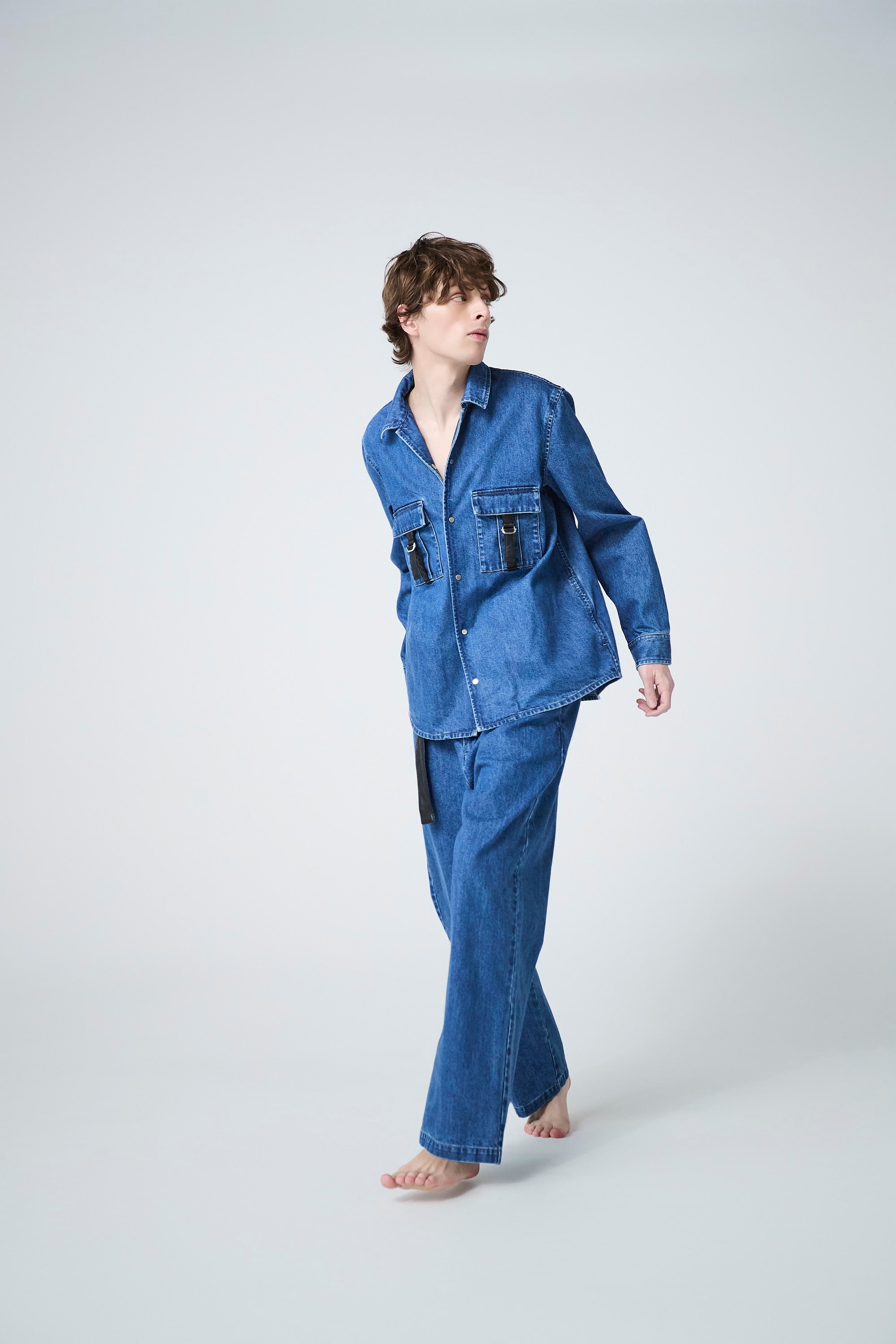ATTACHMENT × JAPAN DENIM LEATHER BELTED VINTAGE PANTS〔AP61-112〕
