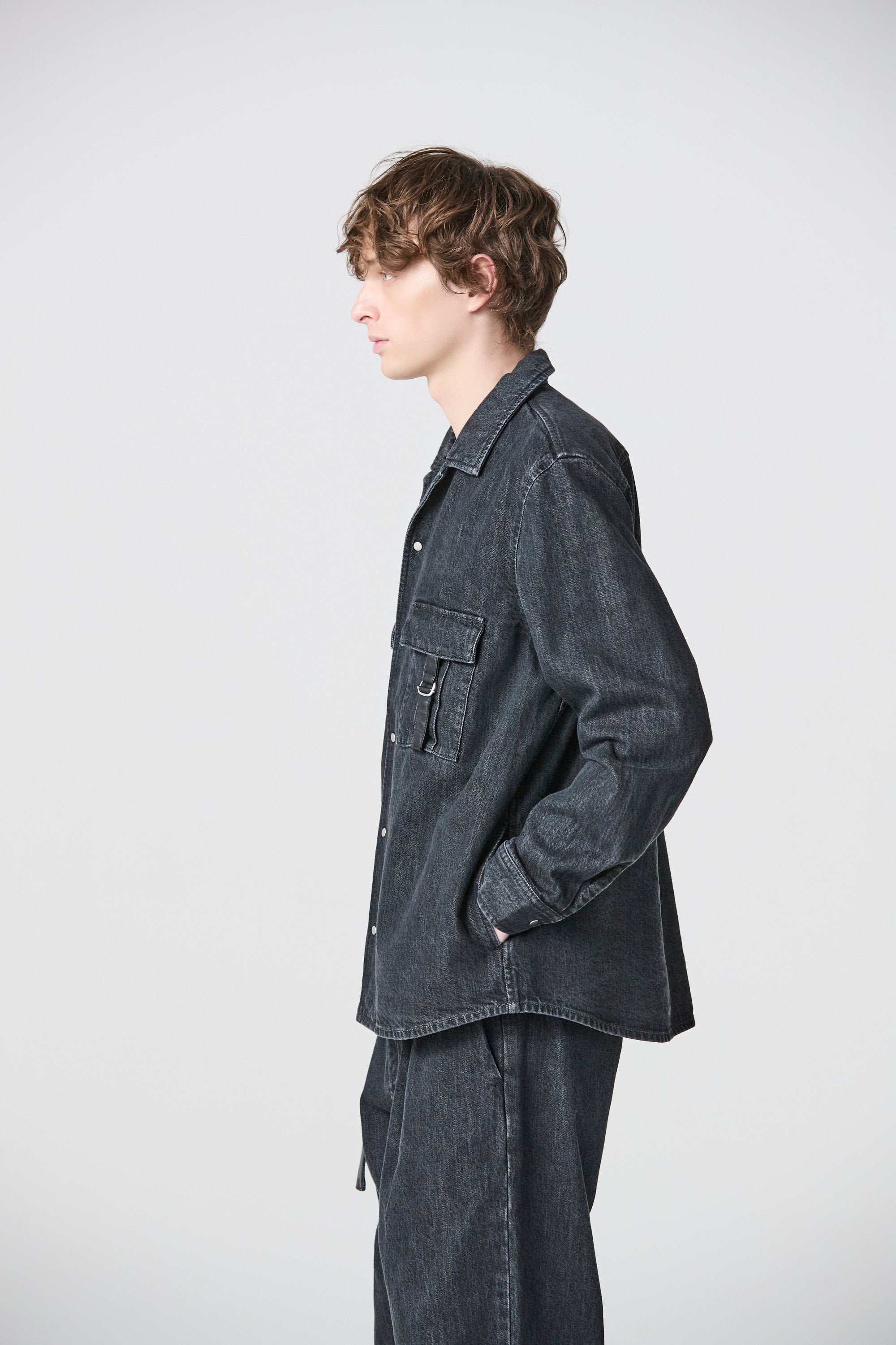 ATTACHMENT × JAPAN DENIM LEATHER STRAP VINTAGE SHIRT JACKET〔AS61