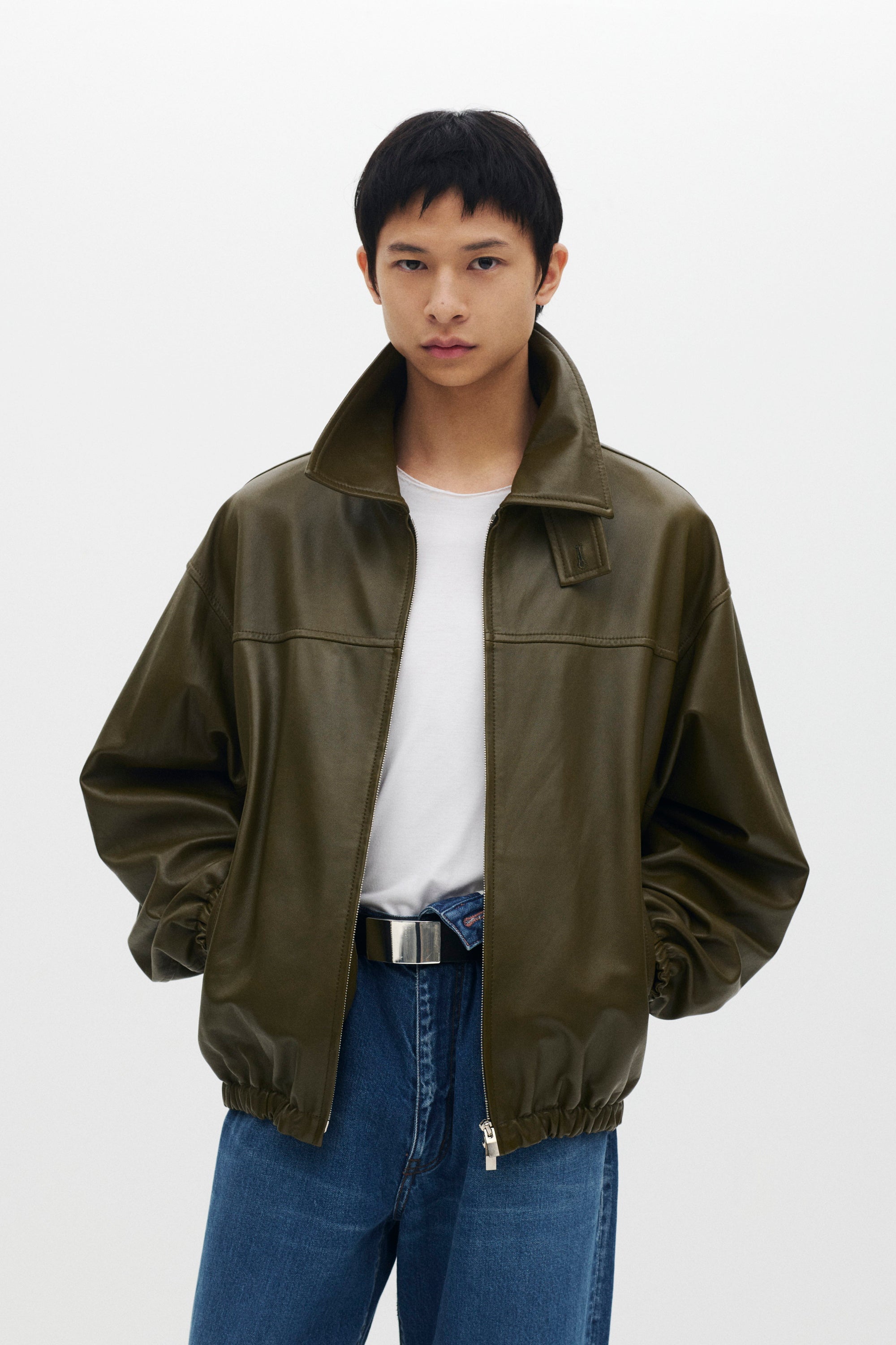 ラムレザージップアップジャケット〔MCKA0253036998〕