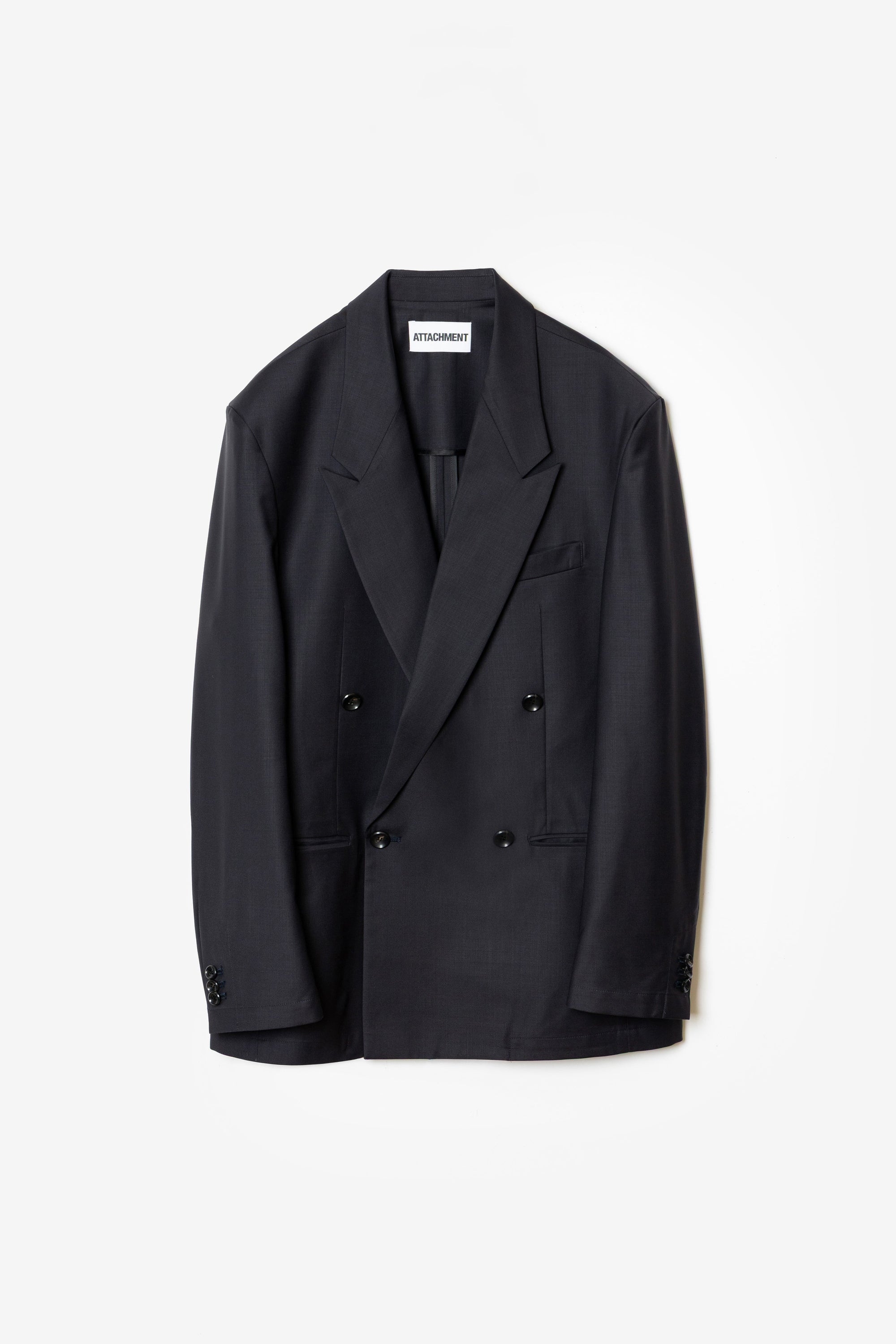 ウール/ポリエステルストレッチトロダブルブレステッドジャケット