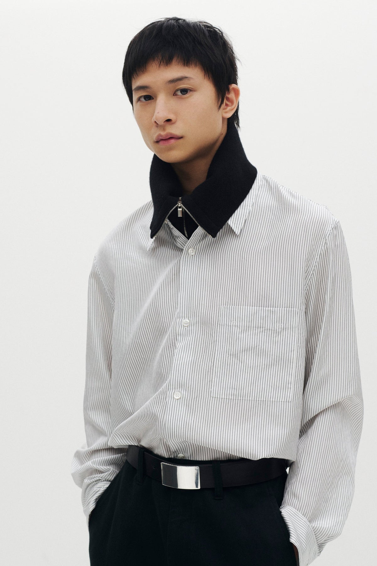 STILL ATTACHMENT シルクツイルL/Sシャツ〔MCKA0311076998〕